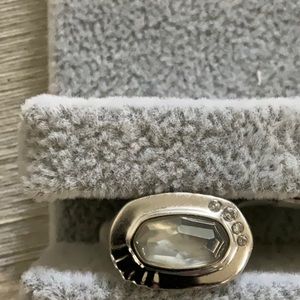 Kendra Scott Anna Grey Illusion Stone Rhodium Plated Over Brass Size 6 NWT